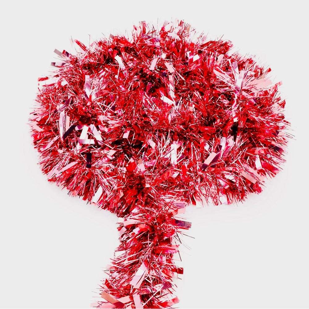 108’ Ft. Metallic Frosted Red & White Tinsel Garland - 3 Packs Indoor Outdoor